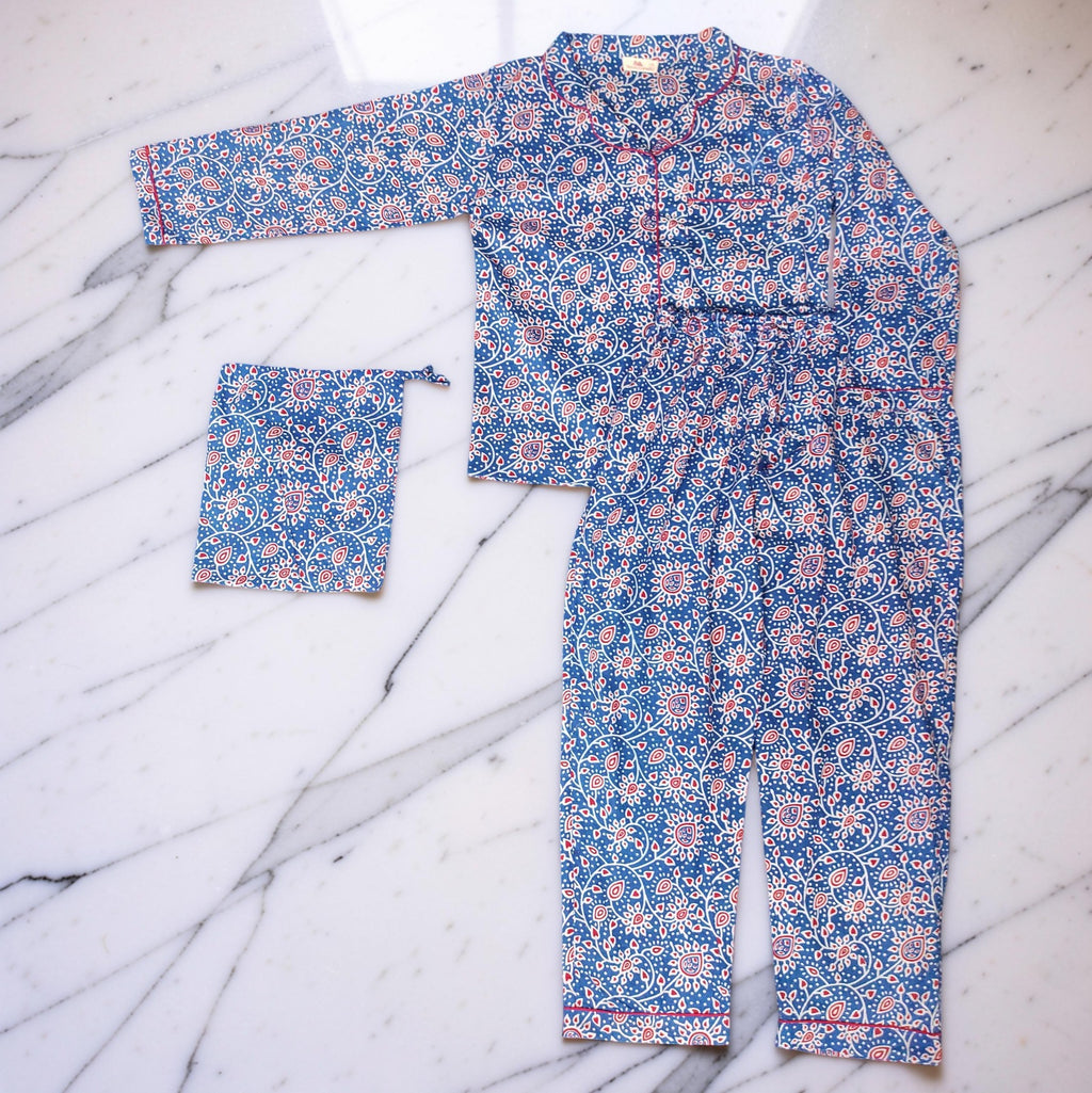 Long Sleeves Pajama Set Cotton Dress