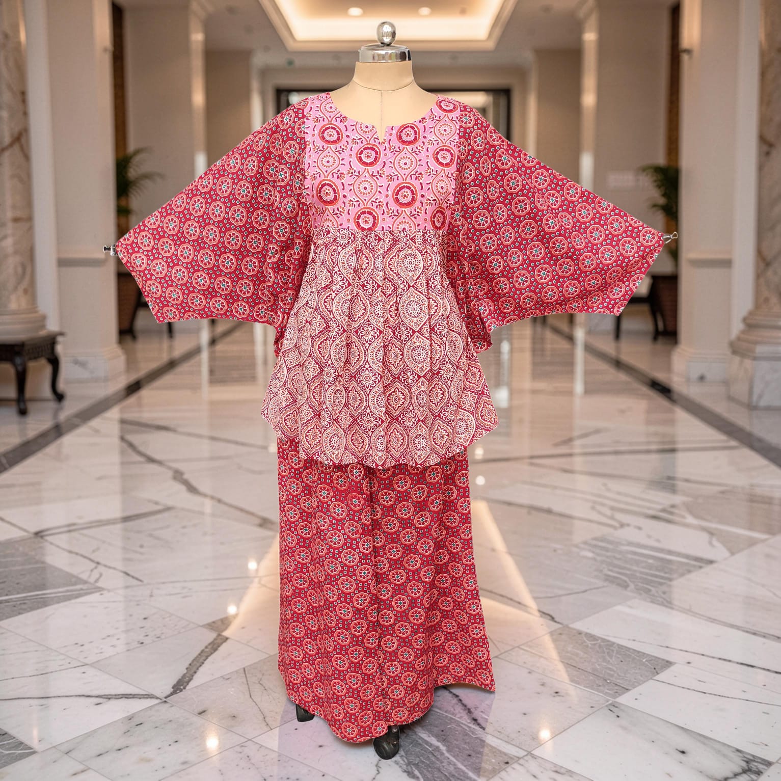 2 Pcs Co-ord Set Gohar Cotton Dress Jalabiya